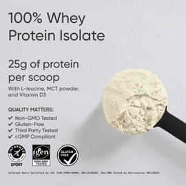 Sports Research Whey Protein Isolate - Sports Nutrition Protein Powder 25g per Serving - 2.1lb Bag Whey Protein - Creamy Vanilla Flavor - Bulk Protein Powder, 26 Servings