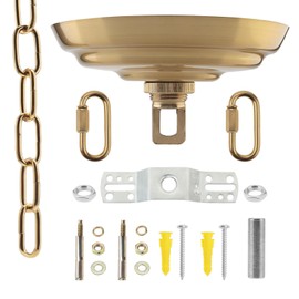 RTNLIT 5" Light Fixture Canopy Kit with 3.2 feet Chandelier Chain, Swag Light Kit Pendant Light Fixture Mounting Bracket for Hanging Light (Gold)