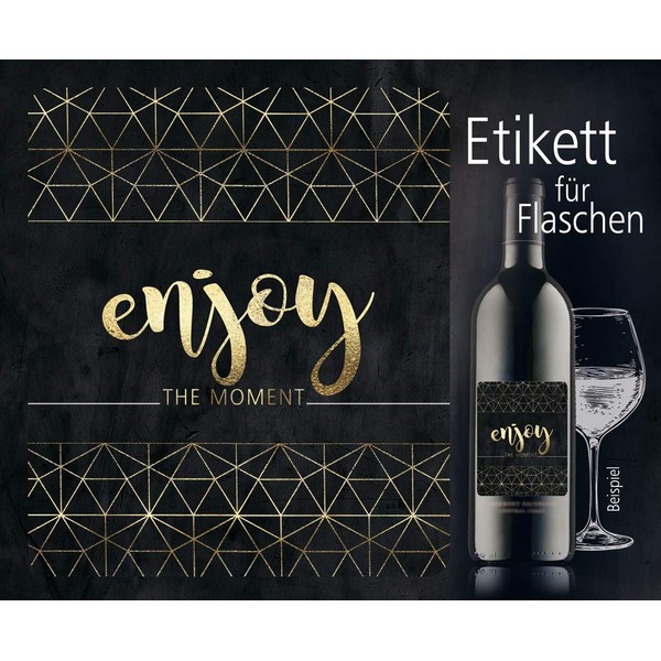 Bottle label, stickers, pack of 6, print with gold foil,