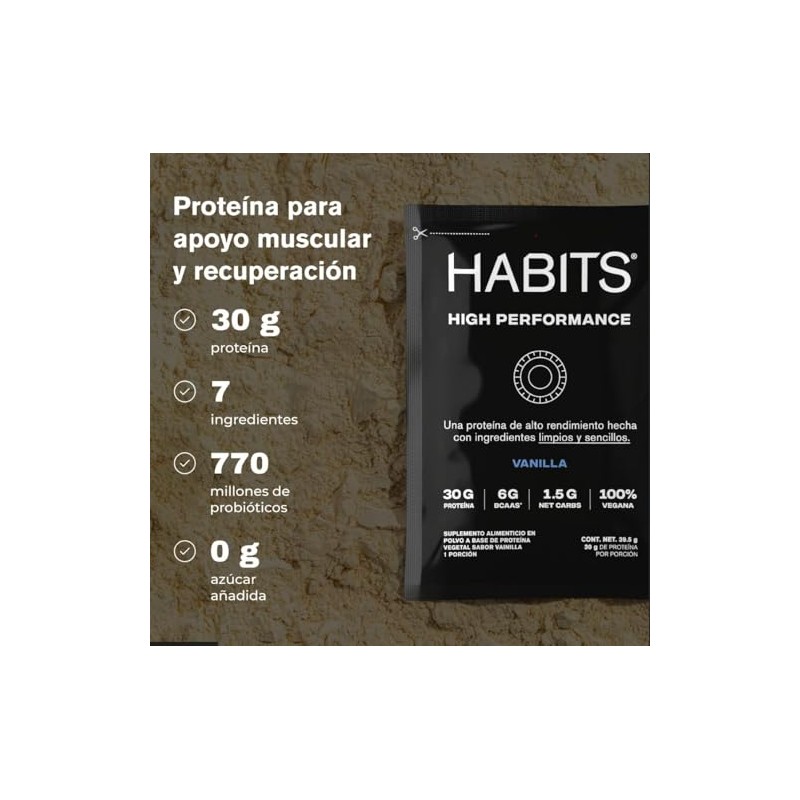 Habits Not Fancy Kitchen High Performance Proteína Vegana Polvo Sobres