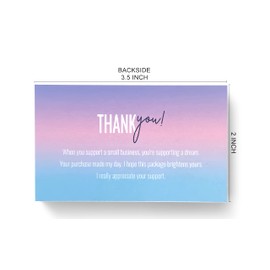 RXBC2011 Thank you Card Package Insert for Online business Pack of 100 Color Gradient Pink blue