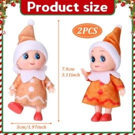 Pack of 2 Mini Dolls Elf Christmas Baby Tiny Christmas Gingerbread Man Elf for Children, Doll Baby Elf on Shelf Christmas Novelty Toy Dolls Elves Baby Toy for Christmas New Year Gift