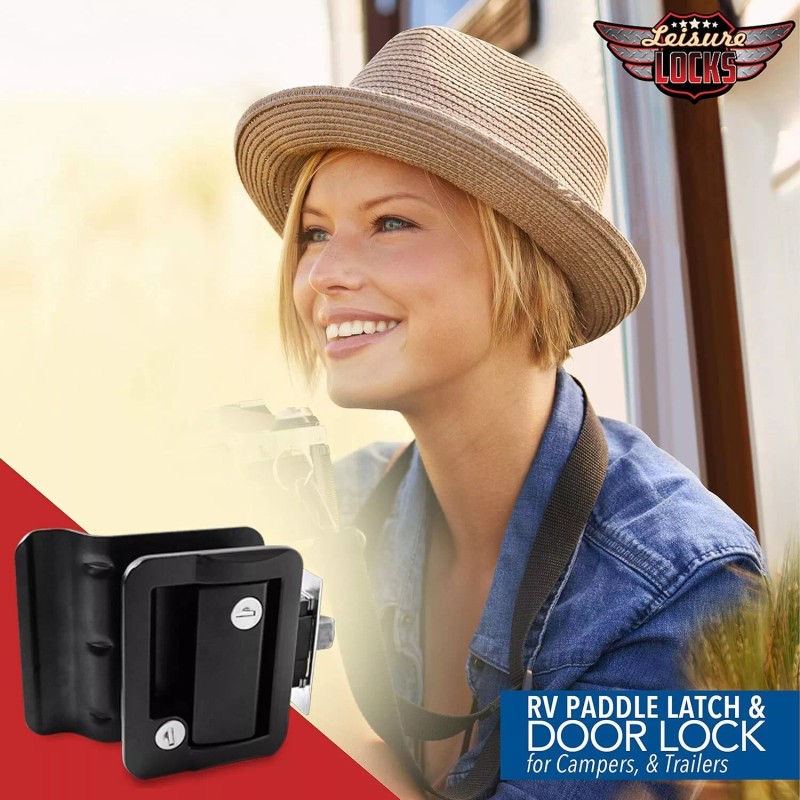 Leisure Locks Black Rv Door Lock With Deadbolt For Travel