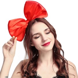 Bow Headband Bowknot Hair Bands Big Bow Halloween Hair Hoop Women Girls Bow Hairband Party Decoration Headdress Cosplay Costume Headwear Handmade Headpiece Christmas Hair Accessories 1 Pack Pink