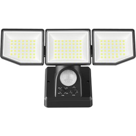 YTKIH LED Spotlight with Motion Sensor Outdoor, 6000 lm, 38 W, Super Bright Outdoor Spotlight with Adjustable 3 Heads, 6500 K Cool White LED Spotlight, IP65 Waterproof Outdoor Light for Garage,