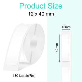 OFFCUP Label Maker Tape, 180 Labels/Roll 12 * 40MM Adapted Label Print Paper, Waterproof Anti-Oil Thermal Label Tape, Multipurpose Labeling Tape Replacement, for P11 P12 P15 D30 D35 HP1 HP3 Etc
