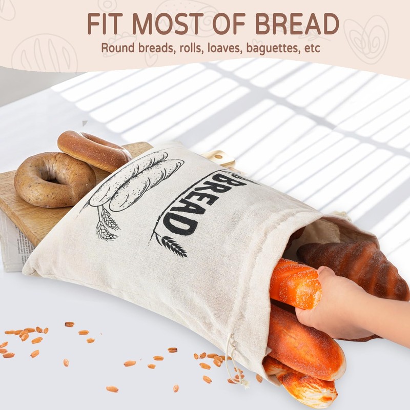 LeCorner Bread Bags for Homemade Bread, Linen Bread Bag Storage,