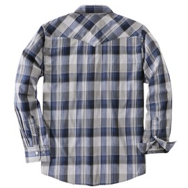Dubinik Men's Beige Blue Medium Pearl Snap Plaid Western Shirt