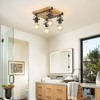 SEEBLEN Farmhouse Wooden Flush Mount Ceiling Lamp,4-Light Directional Ceiling Spotlight