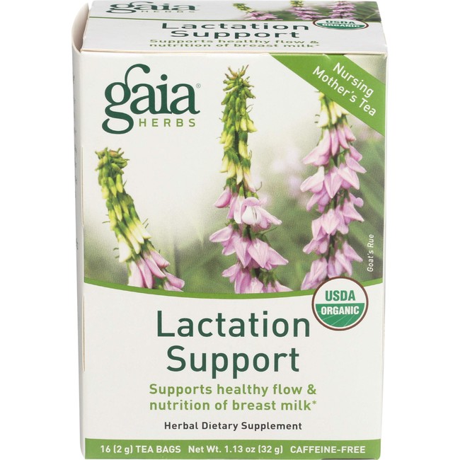 Gaia Herbs Lactation Support Herbal Tea, 16 Tea Bags - Lactation Supplement for Breastfeeding Mothers, Supports Healthy Milk Flow & Enhances Breast Milk Nutrition, USDA Organic