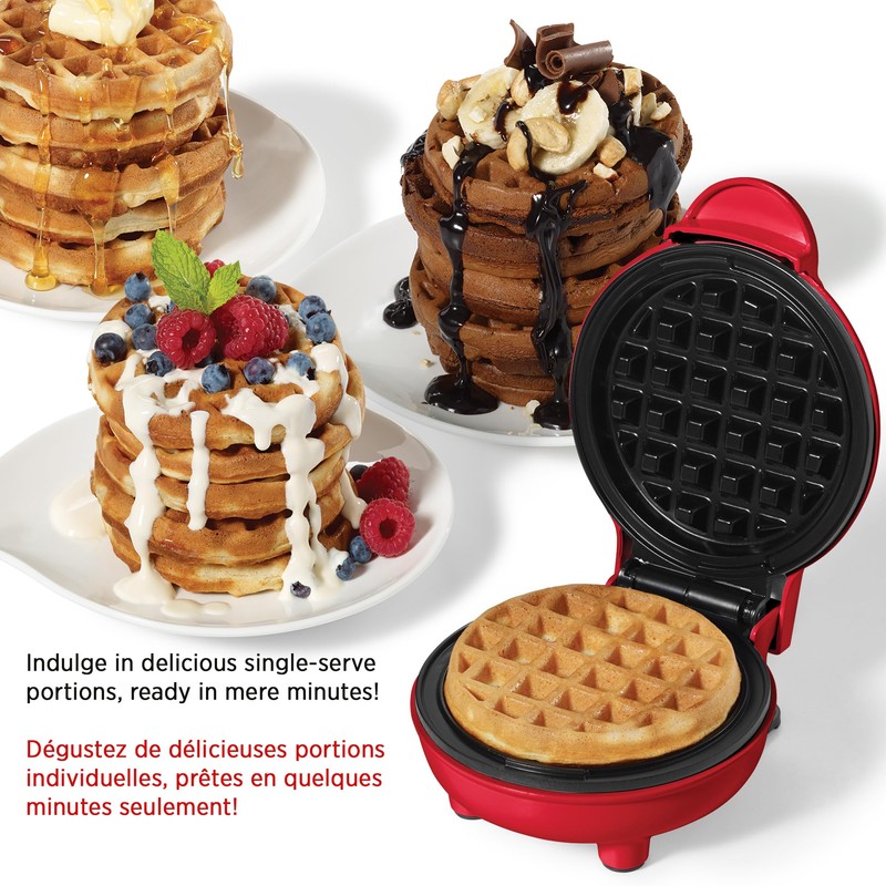 Starfrit Electric Mini Waffle Maker 4" Non-Stick Cooking Surface Easy