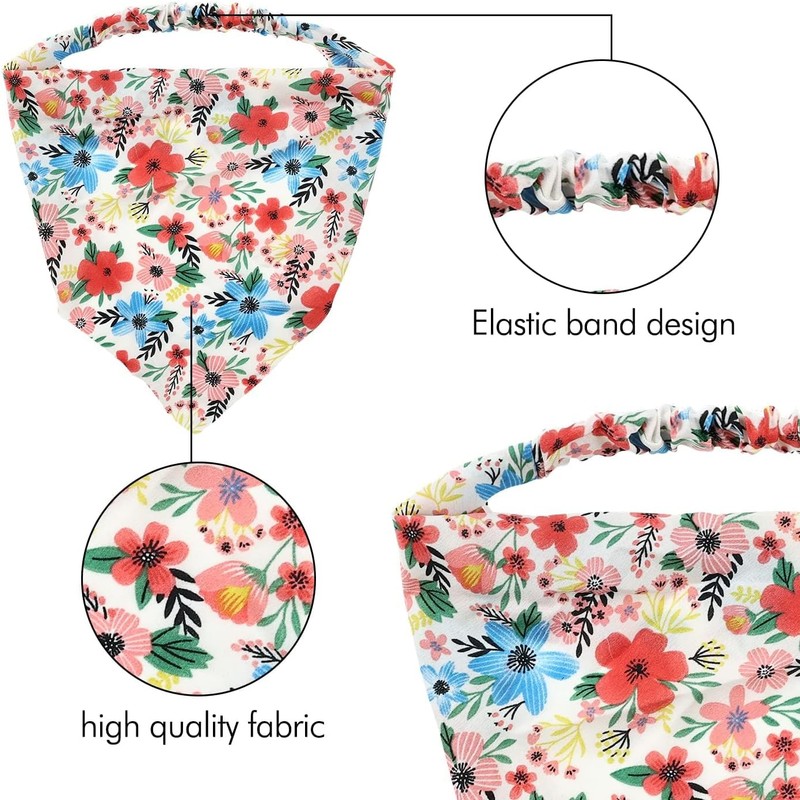 Paquete de 15 bandanas florales sólidas y coloridas con diadema