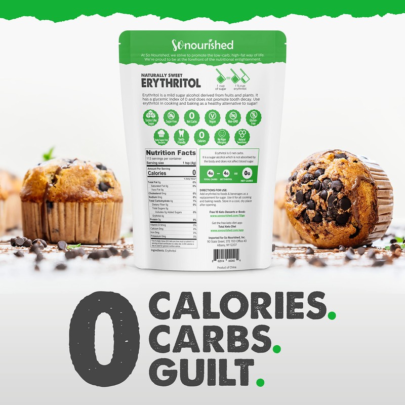 So Nourished Erythritol Sweetener Granular - Keto Sugar Substitute -