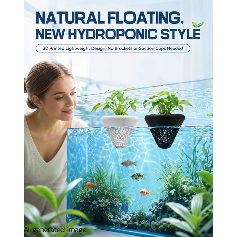 Mjeppludh 4 Pcs Plant Pot Floating Planter, Fish Tank Aquarium