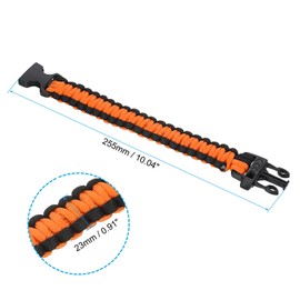 PATIKIL Survival Paracord Bracelets, 2 Pack Braided Parachute Bracelet with Plastic Buckle Party Favors Camping Gifts Outdoor Wraps for Men, Black, Orange