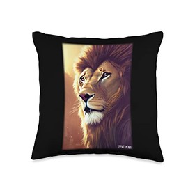 Lion, predator cat, wild animal, lion's mane, animal king Throw Pillow