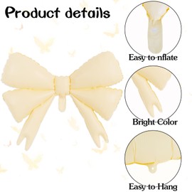 Vuzvuv 5 Pcs 30 Inch Foil White Bow Balloons for Birthday Wedding Baby Shower Anniversary Party Decoration Photo Props