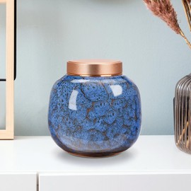 Dletay Small Urns for Human Ashes Keepsake Ceramic Mini Cremation Urns Memorial Small Urn for Ashes Funeral Keepsake Blue Urn