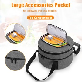 Trunab Insulated Round Casserole Carrier for Hot or Cold Food - Double Decker Pie Carrier for Picnics, Camping & Parties