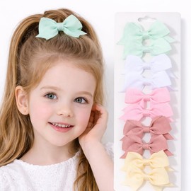 10 Moños para Niña con Pinza Cocodrilo, Lazos para Cabello de Grosgrain, Colores Pastel, Antideslizantes, Accesorios para Bebé y Niñas, Uso Diario y Eventos