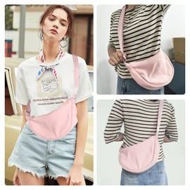 Uwiyo Half Moon Bag Women's Nylon Crossbody Moon Bag Hobo Halfmoon Bag Half Moon Shoulder Bag Dumpling Shoulder Bag with Adjustable Strap for Women Girls, Light Pink