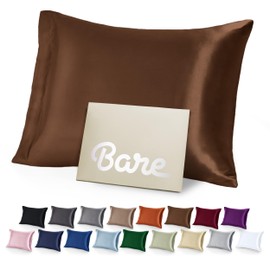 Bare Home 100% Mulberry Silk Pillowcase for Hair and Skin - Ultra Premium 6A Grade 19 Momme Silk Pillow Case - Hidden Zipper - Breathable Cooling Pillow Cover (Standard, Cocoa)