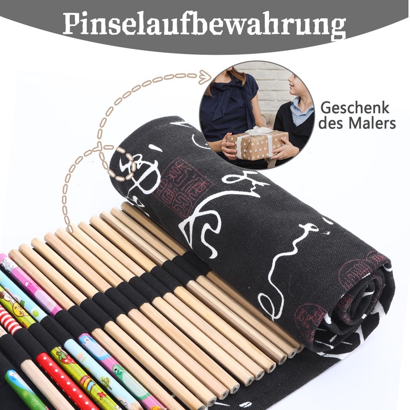 Watercolour Brush Canvas Pen Roll Bag Roll Pencil Case Pen