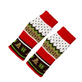 Long Keeper Women's Winter Gloves Knitted Fingerless Arm Warmers Colourful Christmas Tree Gloves Long Hand Warmer, red