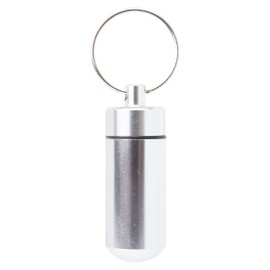 prendre PR-BCS002-SV Waterproof Capsule Case, Pill Case, Medicinal Supplement, Aluminum Alloy, Key Ring, Small Item, Outdoor Leisure or Disaster, Portable, Lightweight, Small, Silver