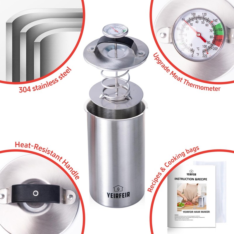 YEIRFEIR 304 Stainless Steel Ham Maker Press With Large Dial