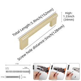 BUKOBYHE 10 Pack 5Inch Kitchen Cabinet Handles Brushed Brass Knurled Cabinet Pulls Gold Drawer Pulls Kitchen Hardware Kitchen Handles for Cabinets Cupboard Handles Drawer Handles