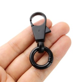 2pcs Levernascan Rotating Key Chain Swivel Snap Hook Wallet Clip Split Key Ring Swivel Hook for Bag Jewelry Making (Dark Black)