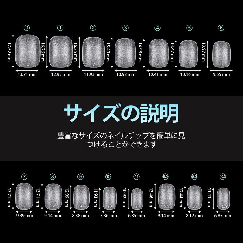 TOMICCA Ultra Short Round Sanded Nail Tip, 15 Sizes, Clear