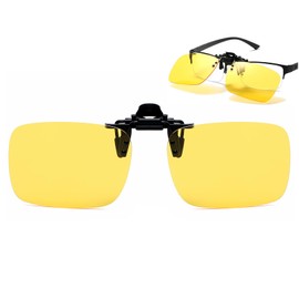 Musivon Clip On Night Driving Glasses - Polarized Anti Glare Flip Up Sunglasses for Prescription Night Driving