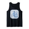 Delft Blue Degu Floral Ceramic Pattern Tank Top