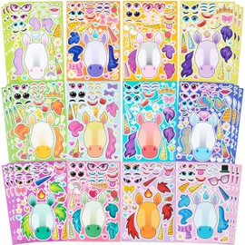 JOYIN 36PCS 9"x6" Make a face Stickers for Kids, Party Favors Kids Crafts, Make Your Own Fantasy Unicorn Stickers, Goodie Bags Stuffers, Classroom Rewards