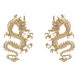 Vintage Gold/Silver Dragon Dangle Stud Earrings,Punk Exaggerated Animal Totem Dragon Drop Earrings Ancient Dragon Statement Earrings Jewelry for Women (Gold)