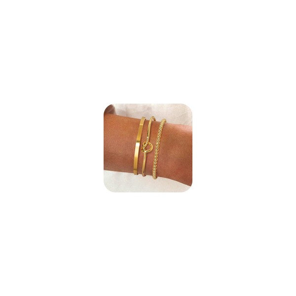 Gold Bangle Bracelets for Women 14K Plated Gold Bracelet Stack