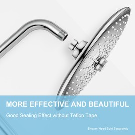 OFFO Shower Head Extension Arm 13 Inch, S Shaped High Rise Extender with Flange Shower Head Pipe Arm Chrome