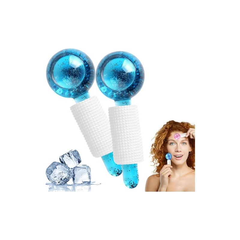 Blue Ice Globes for Facials, Ice Globes, Cold Face Roller,