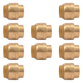 1/2-Inch Push Fit End Cap, Push-to-Connect Plumbing Fitting, Stop End Copper Fittings, Brass Plumbing Fittings, Push-fit Stop Ends For PEX, CPVC and PE-RT Pipes - Pack of 20