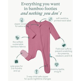 PurComfy Baby Zipper Footie Pajamas, Supersoft Bamboo Rayon Baby Footed Pjs Boy Girl 3-6 Month Coverall Sleepers