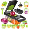 Vegetable Chopper w/Container, 16-in-1 Multifunctional Kitchen Mandoline Slicers and Vegetable