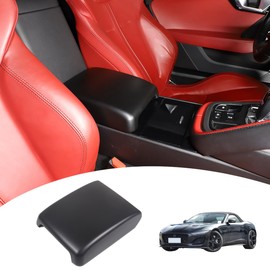 JONKOKO Car Central Control Armrest Box Protective Cover for Jaguar F-Type 2013-2024 Car Interior Console Storage Box Protector，Central Armrest Decorative Modification Accessories (Matte Black)