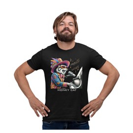 4X-Large Black Mens Honky Cat Funny Elton Cat Playing The Piano T-Shirt