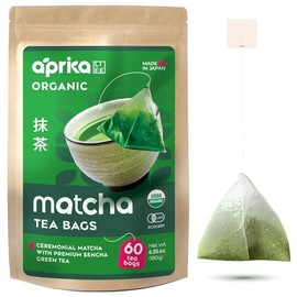 aprikalife Bolsitas de té verde matcha japonés orgánico - Matcha en polvo de grado ceremonial y mezcla de sencha de primavera de primera cosecha para 