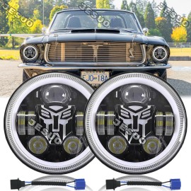 JESUO Pair 7" Inch Round LED Headlights Hi/Low Sealed Beam for Chevy Bel Air 1955-1957