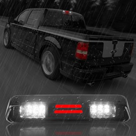High Mount 3rd Stop Light Compatible with 04-08 Ford F150, 07-10 Ford Explorer Sport Trac, 06-08 Lincoln Mark Third Center Cargo Reverse Rear LED Brake Light Bar Taillight Two Rows(Smoke)