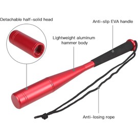 WADY Portable Aluminum Alloy Fish Hammer Metal Fishing Bat with Heavy Semi-solid Head EVA Grip Fishing Accessory Fish Bat with Heavy Eva Grip FishingTackle Accessory Sticks Hook Remover Tackle (Black)