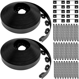 Sasylvia 2'' x 200' Landscape Edging Kit Edging Border Coil Include Anchoring Spikes 10 Connectors Plastic Garden Border for Lawn Garden Grass Yard Home(Black)
